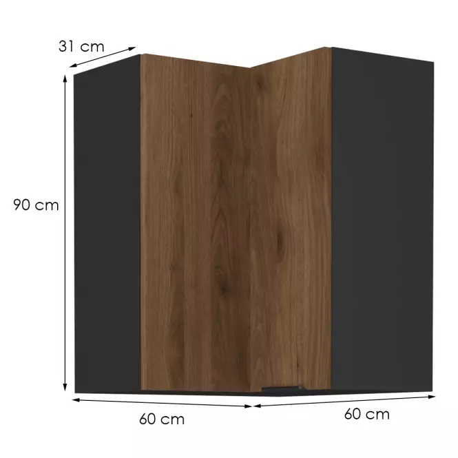 Kuchyňská skříňka Monza ořech okapi 60x60 Gn-90 1f (90°),2
