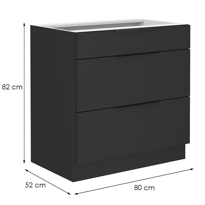 Kuchyňská skříňka Siena černý mat 80d 3s bb
