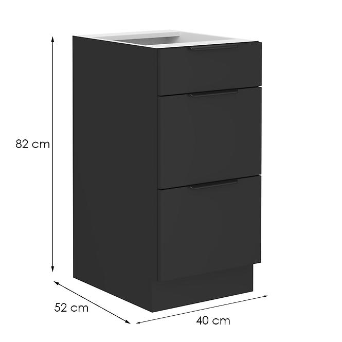 Kuchyňská skříňka Siena černý mat 40d 3s bb