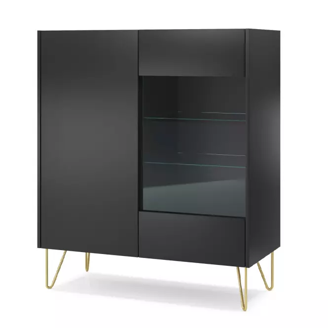 Vitrína Harmony WT97 černá grafit/marmur black 