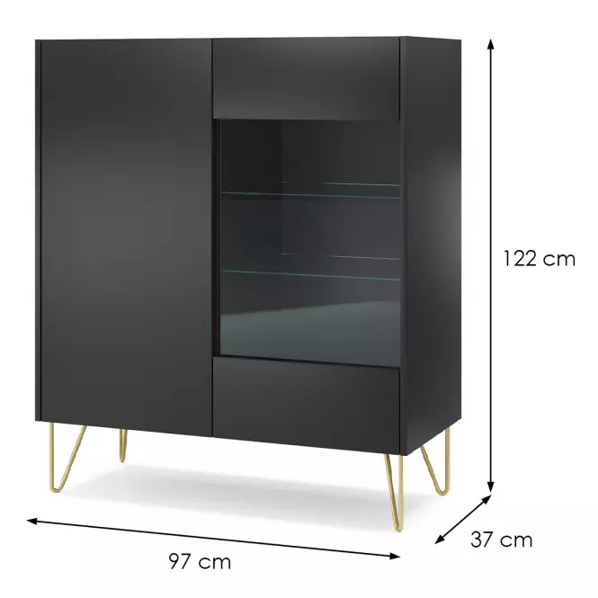 Vitrína Harmony WT97 černá grafit/marmur black ,2