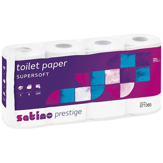Toaletní papír WA SATINO Prestige Standard, 3 vrstvy, bílý, celulóza, 8 rolí 