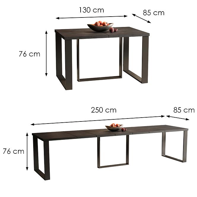 Stůl Borys Max 250 beton tmavý