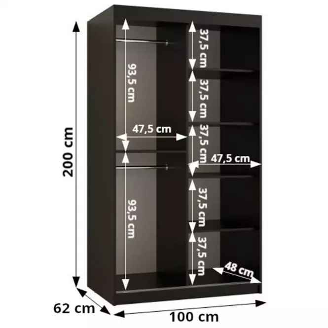 Šatní skříň Amiro 1 100 bílý/černý