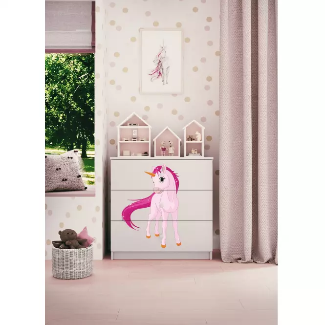 Dětská komoda Babydreams bílá - Jednorožec,5