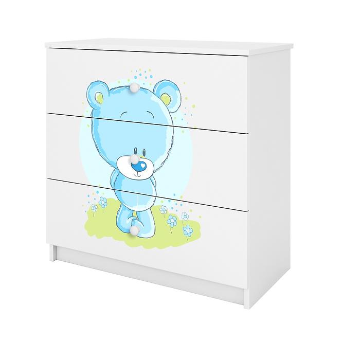 Dětská komoda Babydreams bílá - Modrý medvídek
