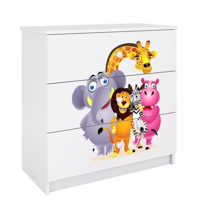 Dětská komoda Babydreams bílá - Zoo