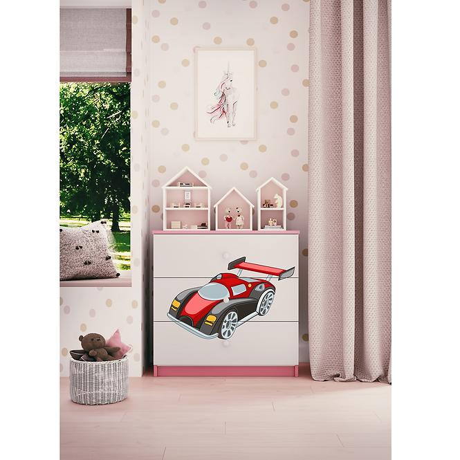 Dětská komoda Babydreams růžová - Auto