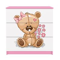 Dětská komoda Babydreams růžová - Medvídek s kytičkami