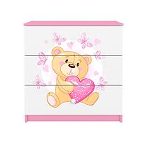 Dětská komoda Babydreams růžová - Medvídek s motýlky