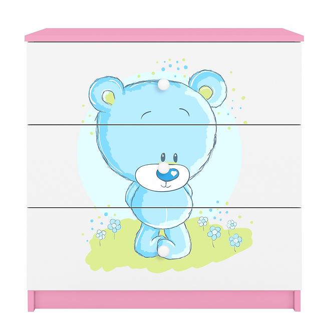 Dětská komoda Babydreams růžová - Modrý medvídek