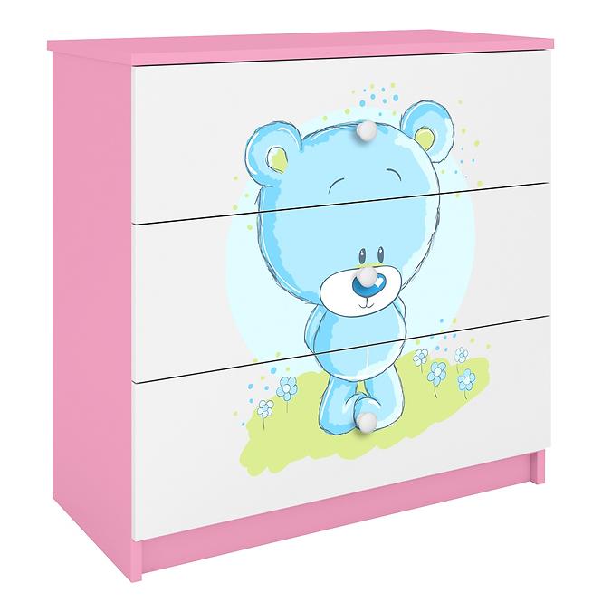 Dětská komoda Babydreams růžová - Modrý medvídek