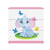 Dětská komoda Babydreams růžová - Slon