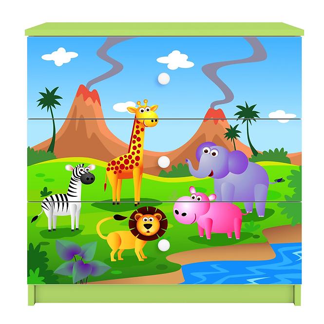 Dětská komoda Babydreams zelená - Safari