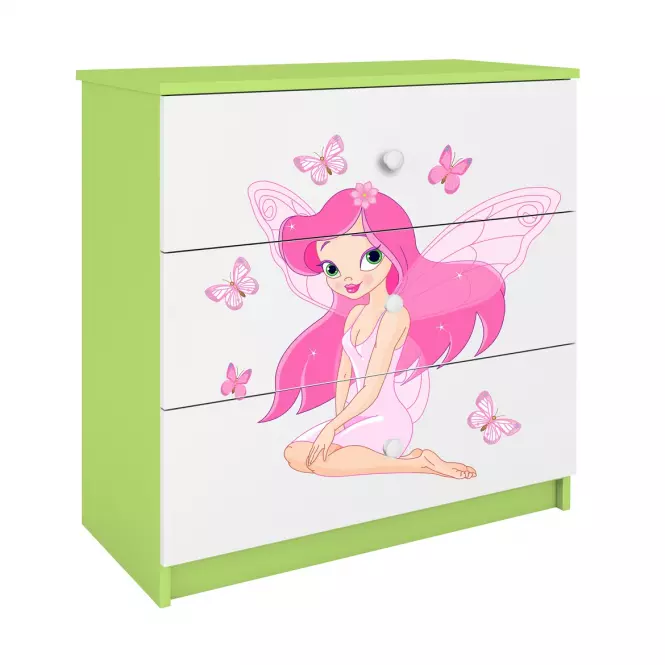 Dětská komoda Babydreams zelená - Víla 1,6