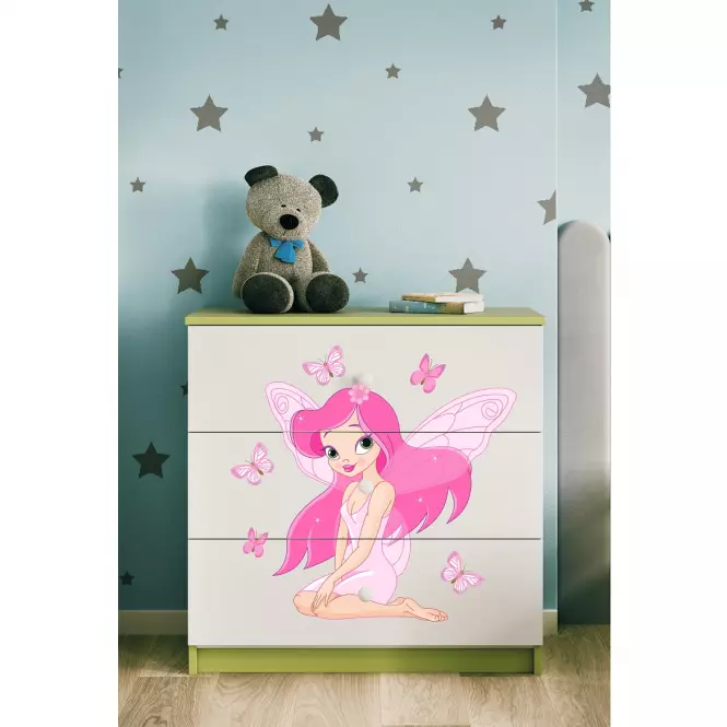 Dětská komoda Babydreams zelená - Víla 1,8