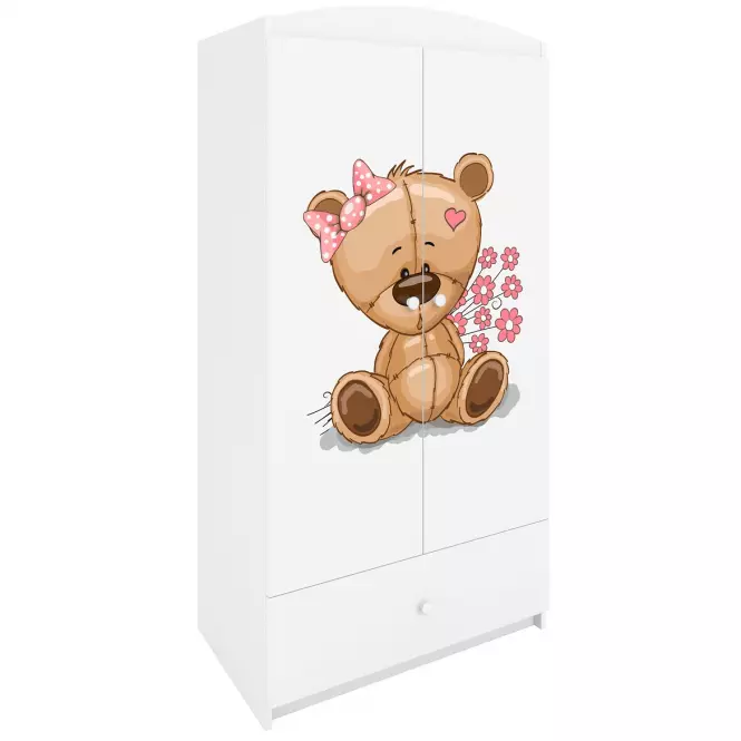 Skříň Babydreams bílá - Medvídek s kytičkami,2