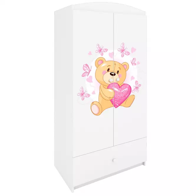 Skříň Babydreams bílá - Medvídek s motýlky,2