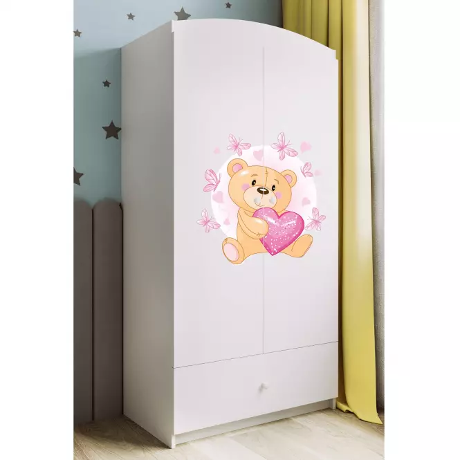 Skříň Babydreams bílá - Medvídek s motýlky,9