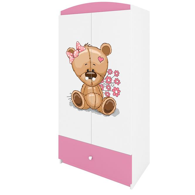 Skříň Babydreams růžová - Medvídek s kytičkami