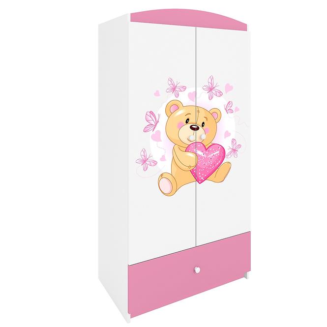 Skříň Babydreams růžová - Medvídek s motýlky