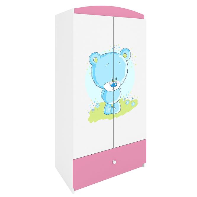 Skříň Babydreams růžová - Modrý medvídek