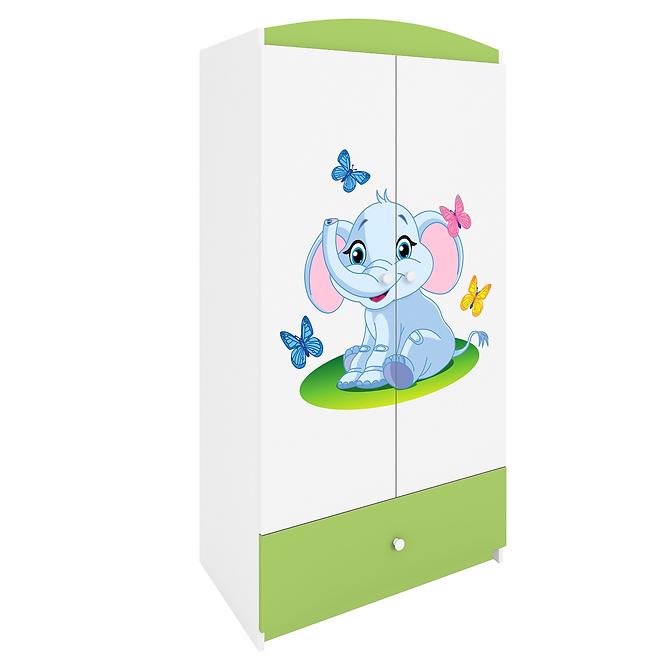 Skříň Babydreams zelená - Slon,2