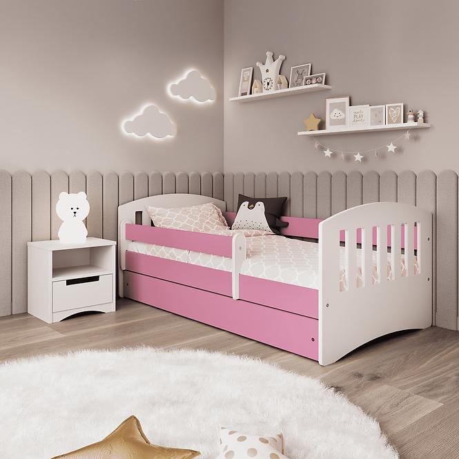 Dětská postel Classic 1+Sz růžová 80x140 