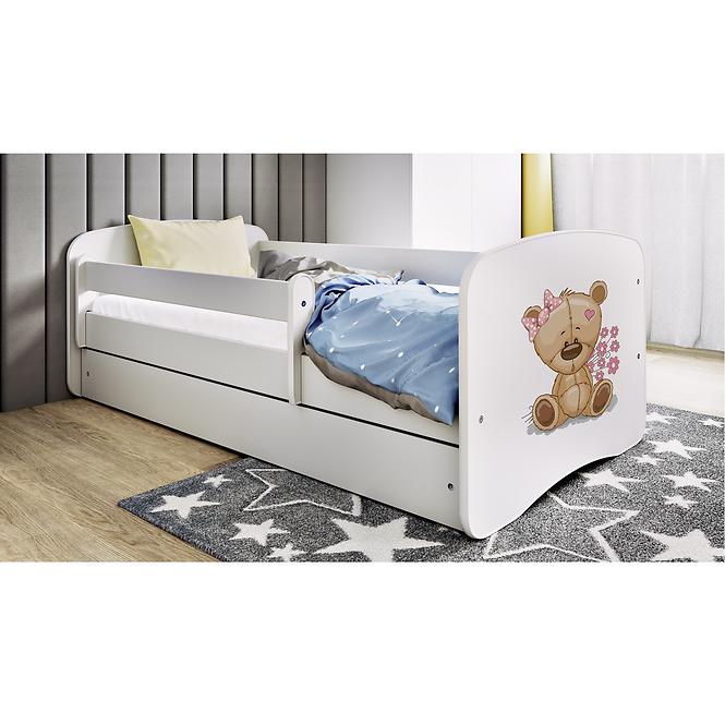 Dětská postel Babydreams bílá 70x140 Medvídek s kytičkami