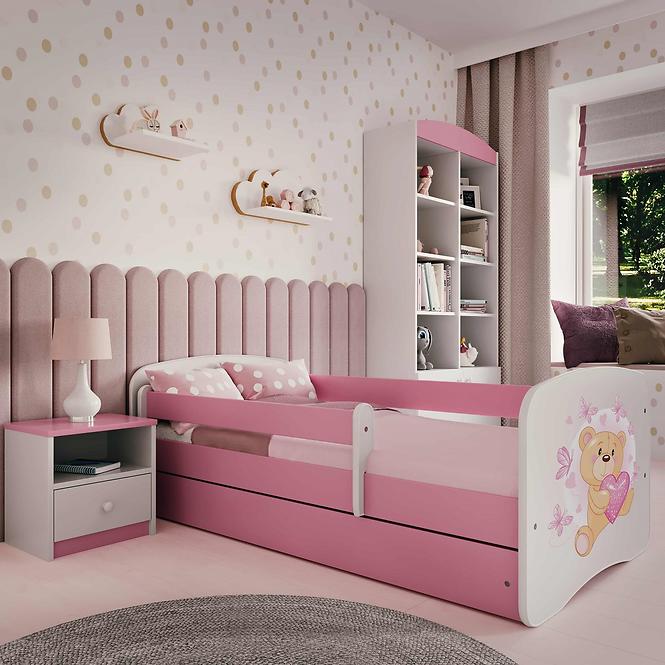 Dětská postel Babydreams růžová 70x140 Medvídek s motýlky