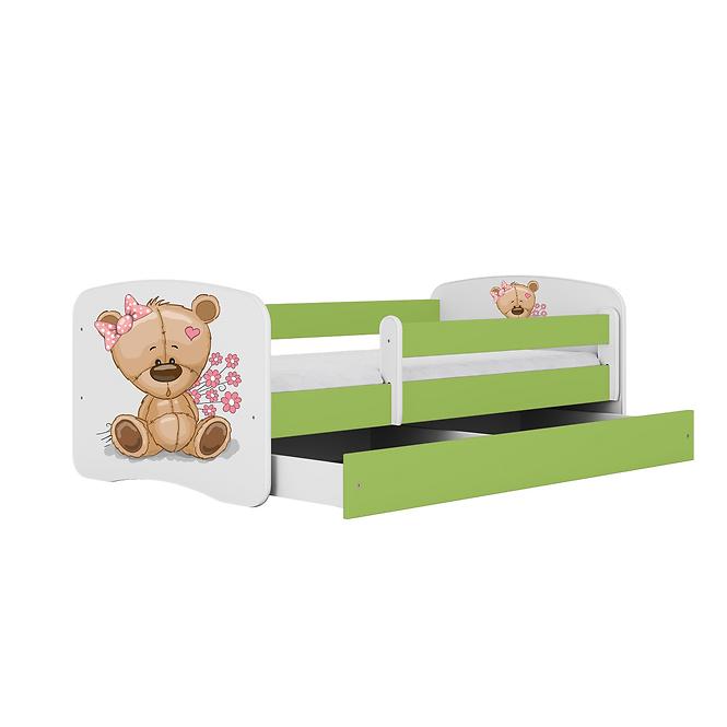 Dětská postel Babydreams zelená 70x140 Medvídek s kytičkami