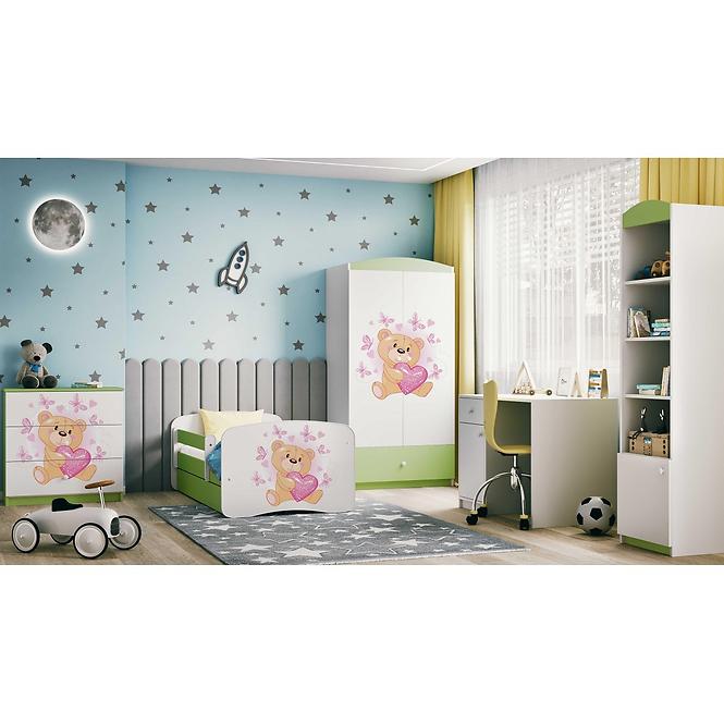 Dětská postel Babydreams zelená 80x160 Medvídek s motýlky