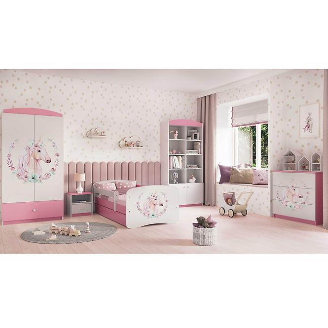 Dětská postel Babydreams růžová 80x180 Kůň