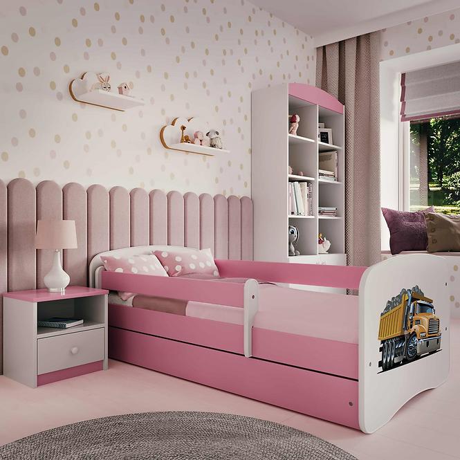 Dětská postel Babydreams růžová 80x180 Náklaďák