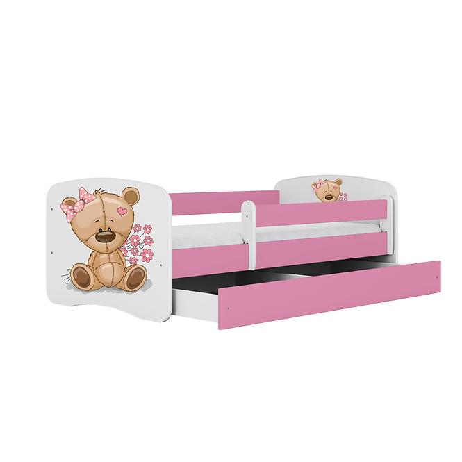 Dětská postel Babydreams růžová 80x180 Medvídek s kytičkami