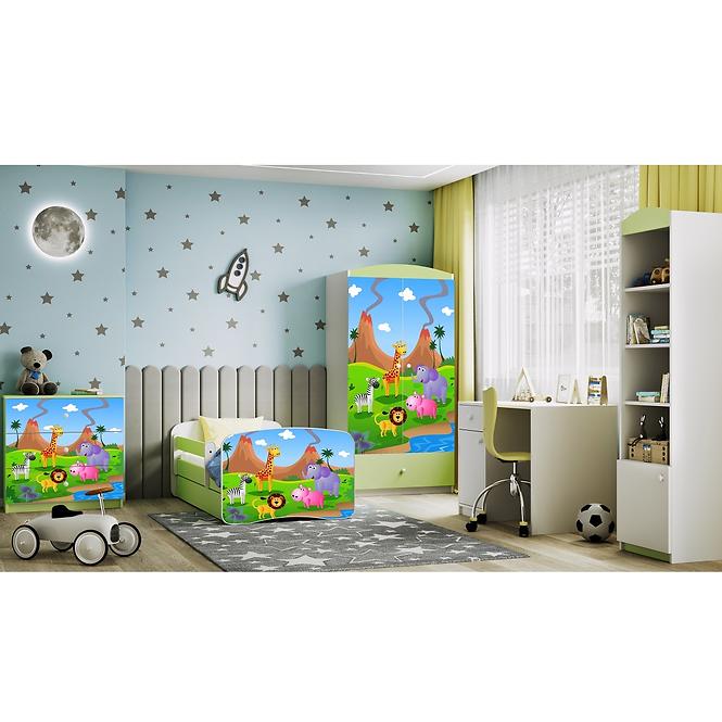 Dětská postel Babydreams zelená 80x180 Safari