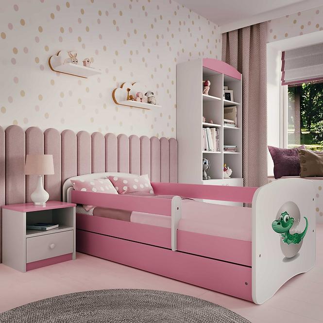 Dětská postel Babydreams+M růžová 70x140 Dinosaurus