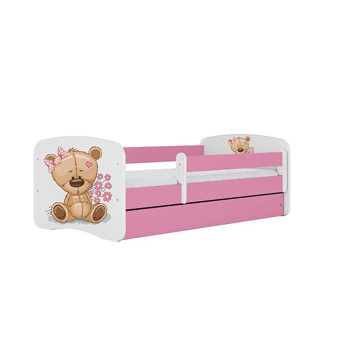 Dětská postel Babydreams+M růžová 70x140 Medvídek s kytičkami