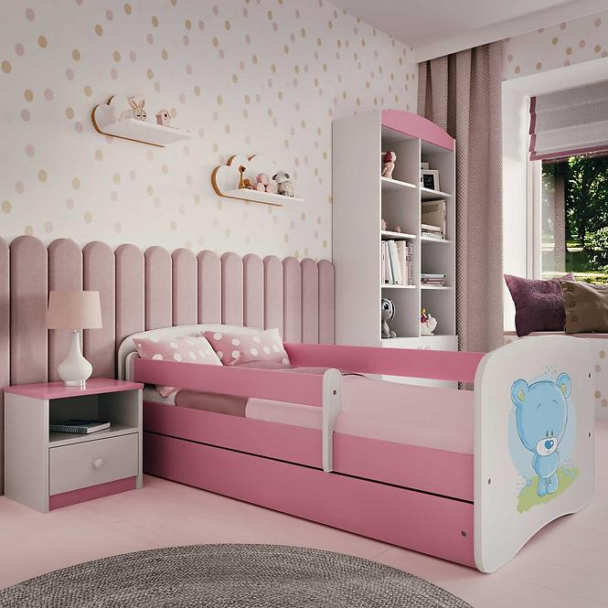 Dětská postel Babydreams+M růžová 70x140 Modrý medvídek