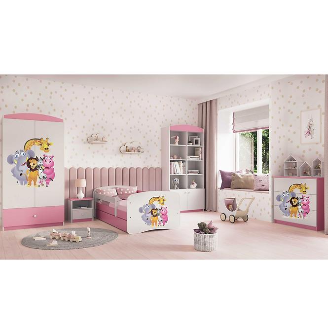 Dětská postel Babydreams+M růžová 70x140 Zoo