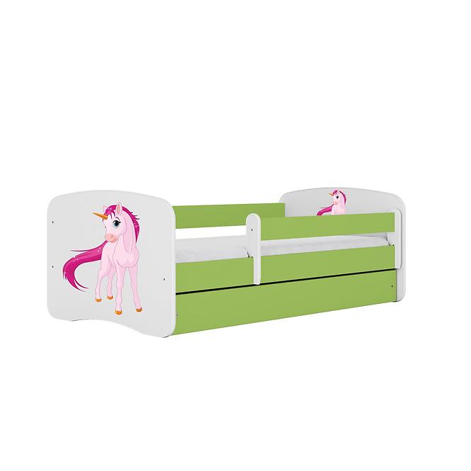 Dětská postel Babydreams+M zelená 70x140 Jednorožec