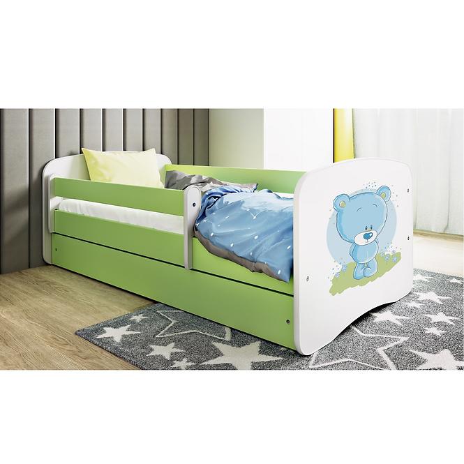 Dětská postel Babydreams+M zelená 70x140 Modrý medvídek