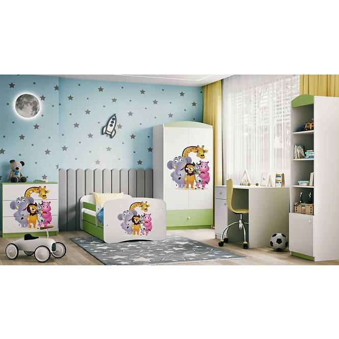Dětská postel Babydreams+M zelená 70x140 Zoo