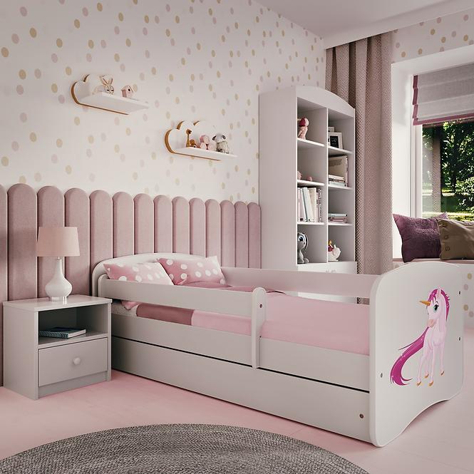 Dětská postel Babydreams+M bílá 80x160 Jednorožec