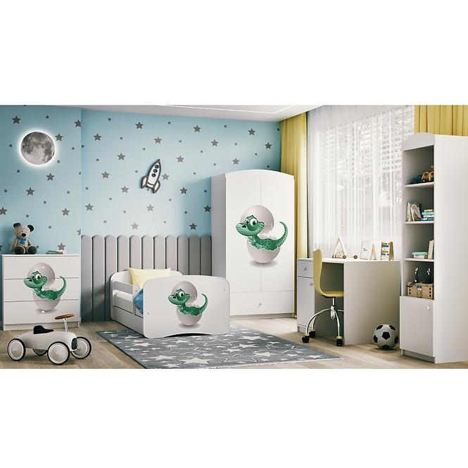 Dětská postel Babydreams+M bílá 80x160 Dinosaurus