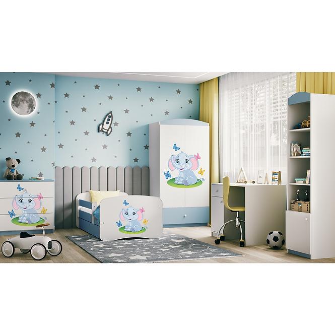 Dětská postel Babydreams+M modrá 80x160 Slon