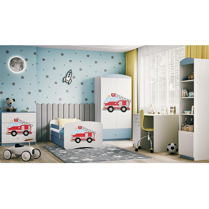 Dětská postel Babydreams+M modrá 80x160 Hasičské auto