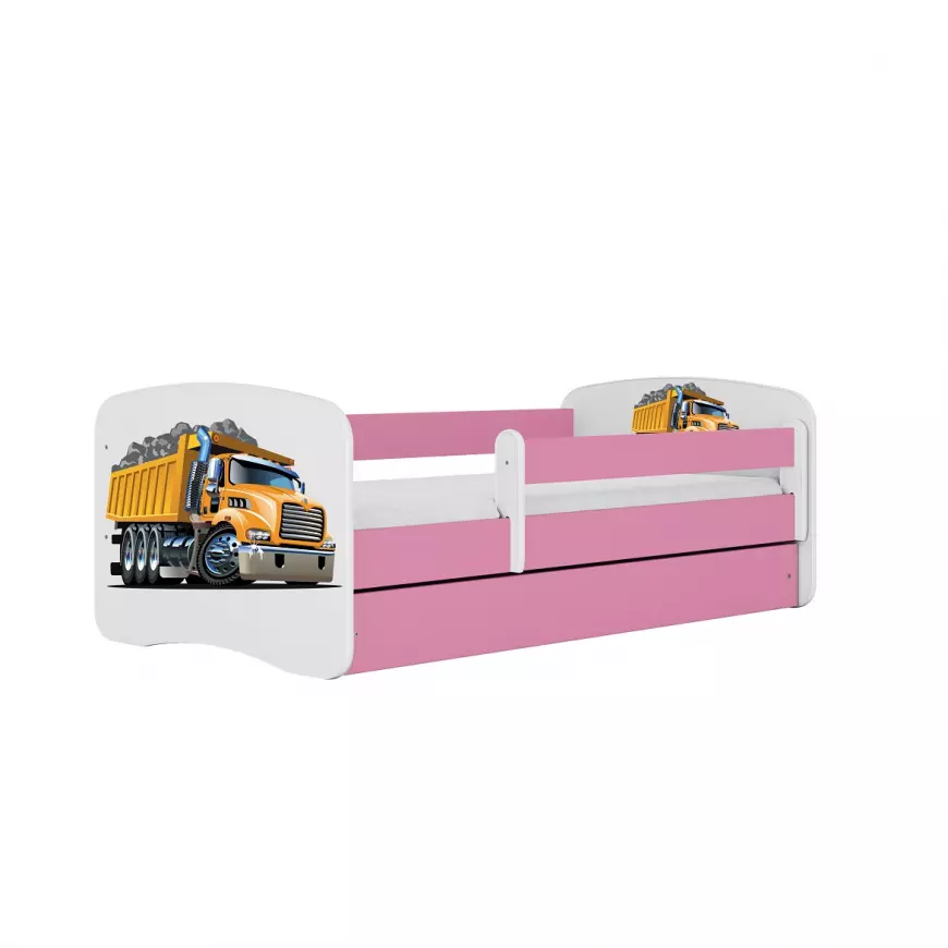 Dětská postel Babydreams+M růžová 80x160 Náklaďák