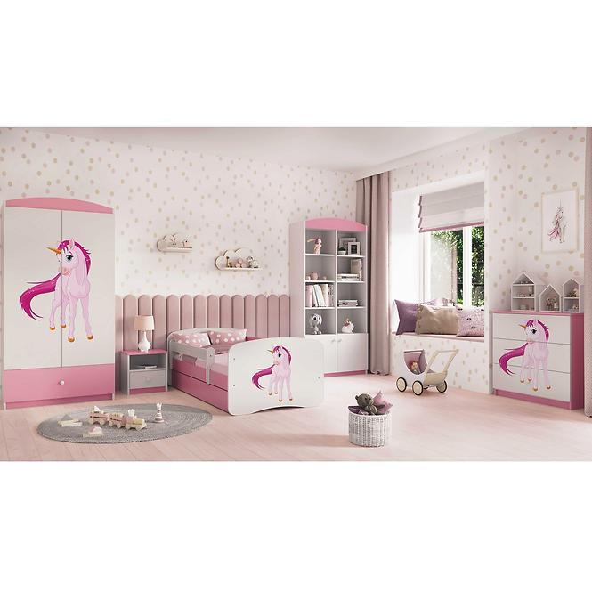 Dětská postel Babydreams+M růžová 80x160 Jednorožec
