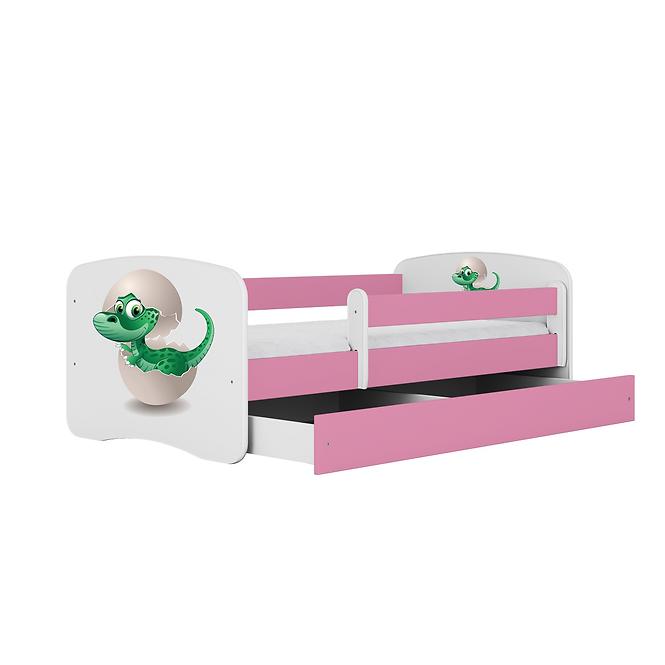 Dětská postel Babydreams+M růžová 80x160 Dinosaurus